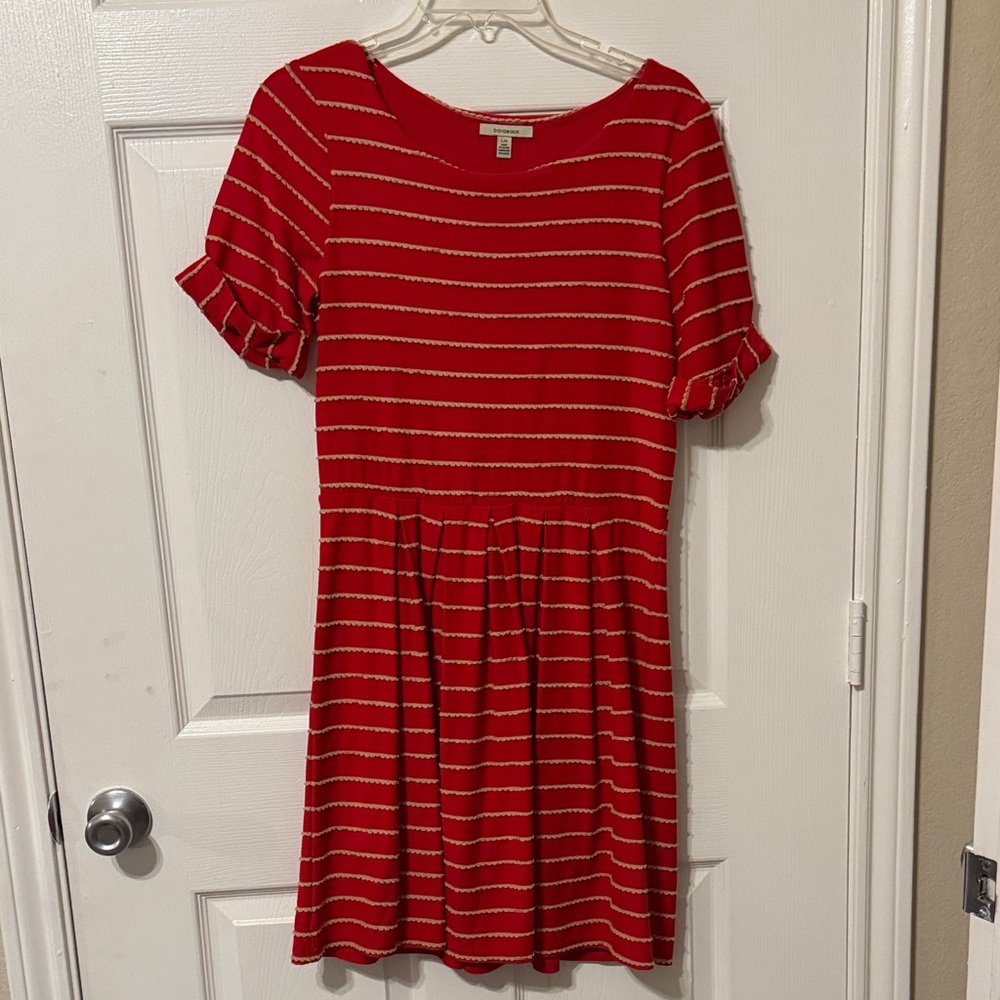 Bordeaux Red Striped Dress